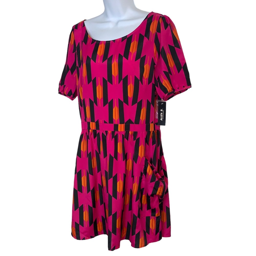 ALLEN B. Geometric Print Mini Dress Cutout Back Sz 12